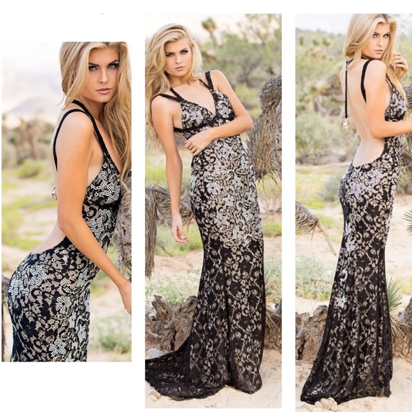 Holt Miami crystal maxi dress gown - small - Picture 1 of 7